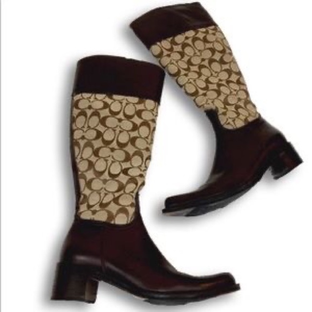 Women Coach Signature Boots Size 10